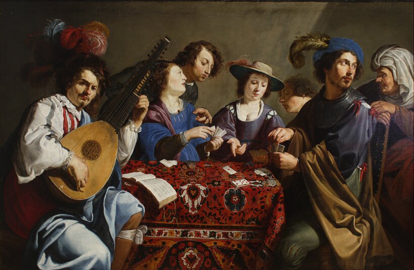 Theodoor Rombouts, 'Joueurs de cartes avec joueur de luth', v.  1635/37, Musée national de Varsovie
